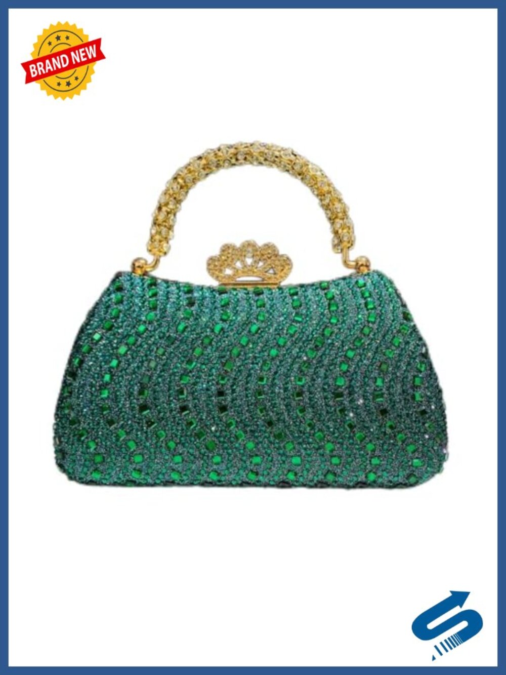 Rhinestone Evening Clutch Detachable Chain Formal Purse